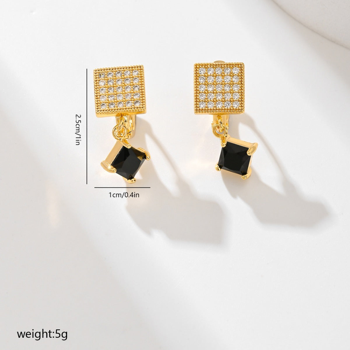 European And American Square Fashion Zircon Earrings In Various Colors