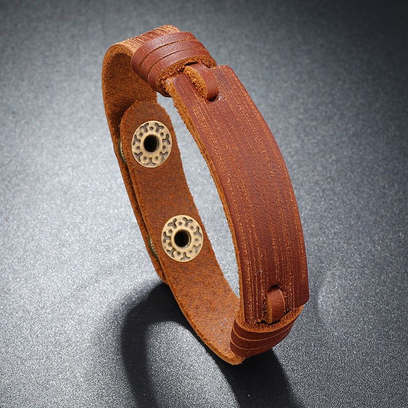 Leather BraceletCreative Light Board Multi-layer Cowhide Bracelet Adjustable