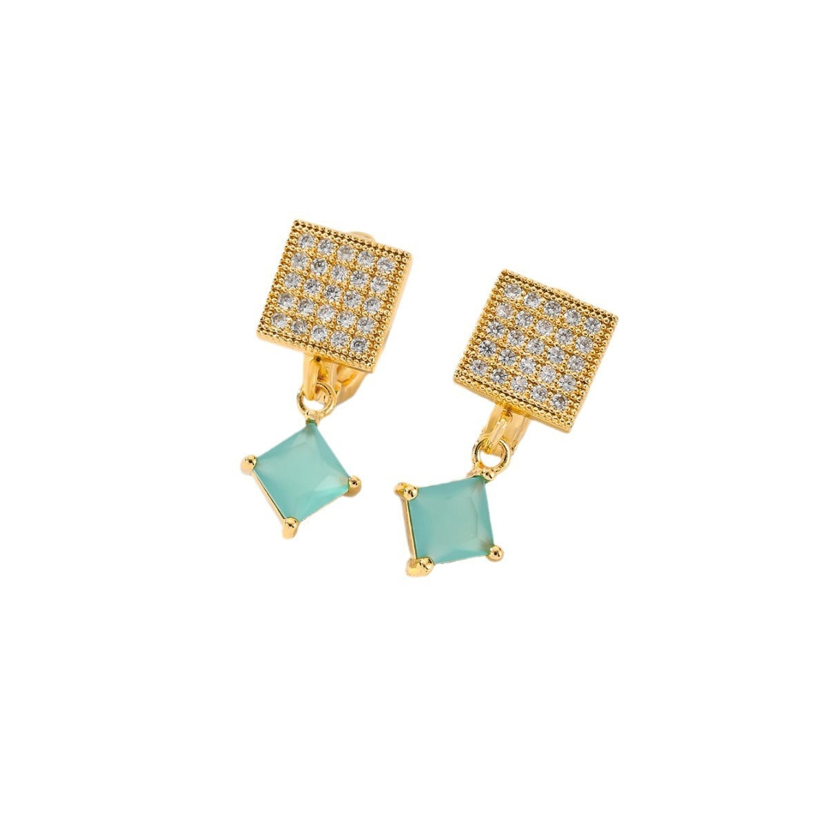 European And American Square Fashion Zircon Earrings In Various Colors