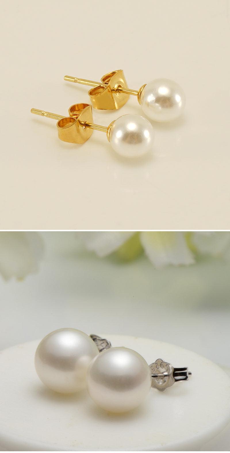 S925 Sterling Silver Needle Natural Freshwater Pearl Ear Studs