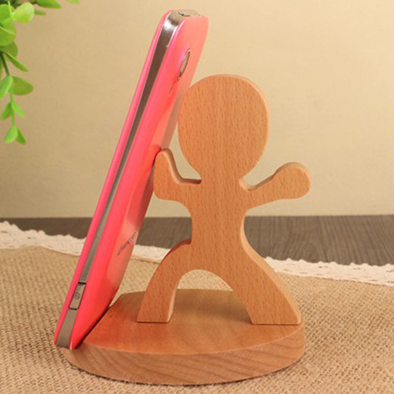 Creative  Mobile Phone Toma Back With Coin Beech Wood Lazy Phone Holder Custom Lettering