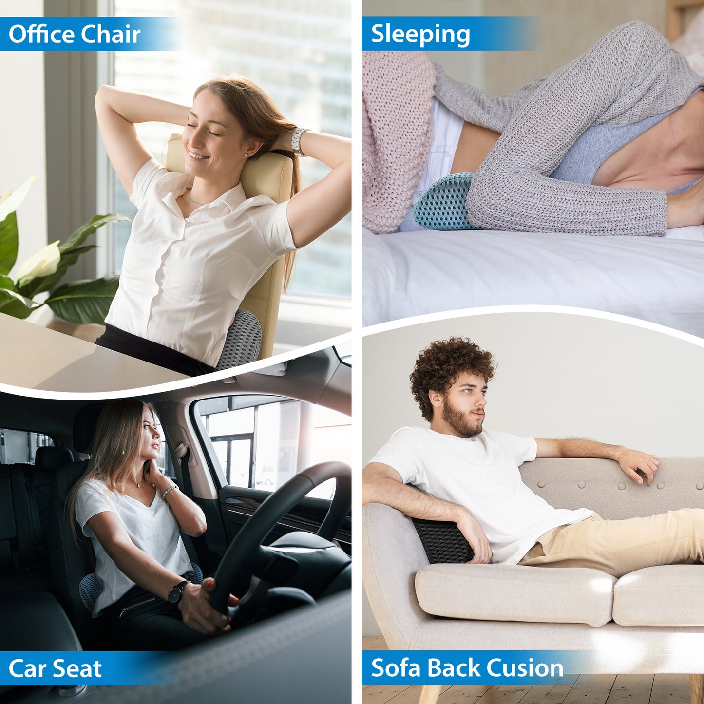 Lumbar Support Pillow For Office Chair  Memory Foam Back Support Pillow For Car Office Computer Chair Recliner Back Cushion For Lower Back Pain Relief Improve Posture