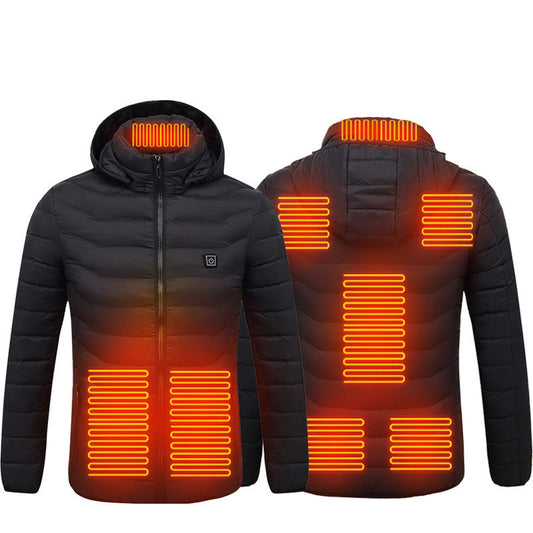 Men's Intelligent 8-zone Heating Stand Collar Hooded Lightweight Heating Insulation Jacket