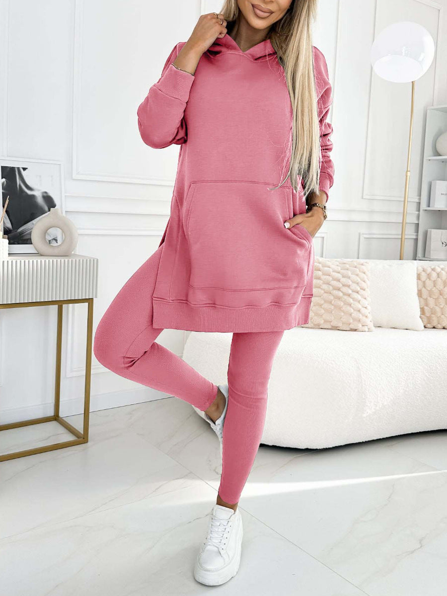 Sports Casual Hooded Sweater Thickened Underwear Leggings Two-piece Suit