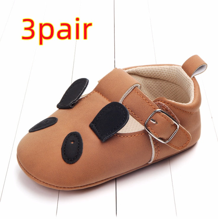 Spring and autumn cartoon animal baby shoes matte leather non-slip soft bottom