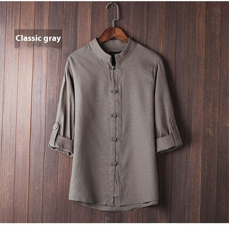 Men's Linen Vintage Plus Size Shirt