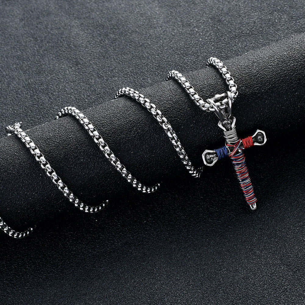 Men's Statement Nail Cross Pendant Necklace