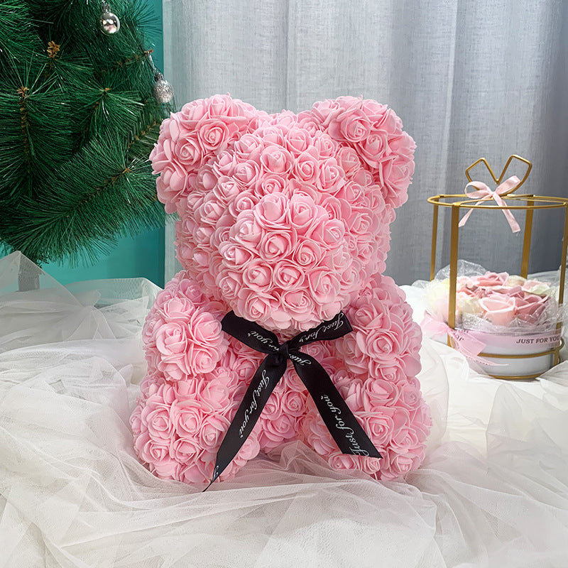 25cm Cute Flower Rose Bear Handmade Valentines Day Gift