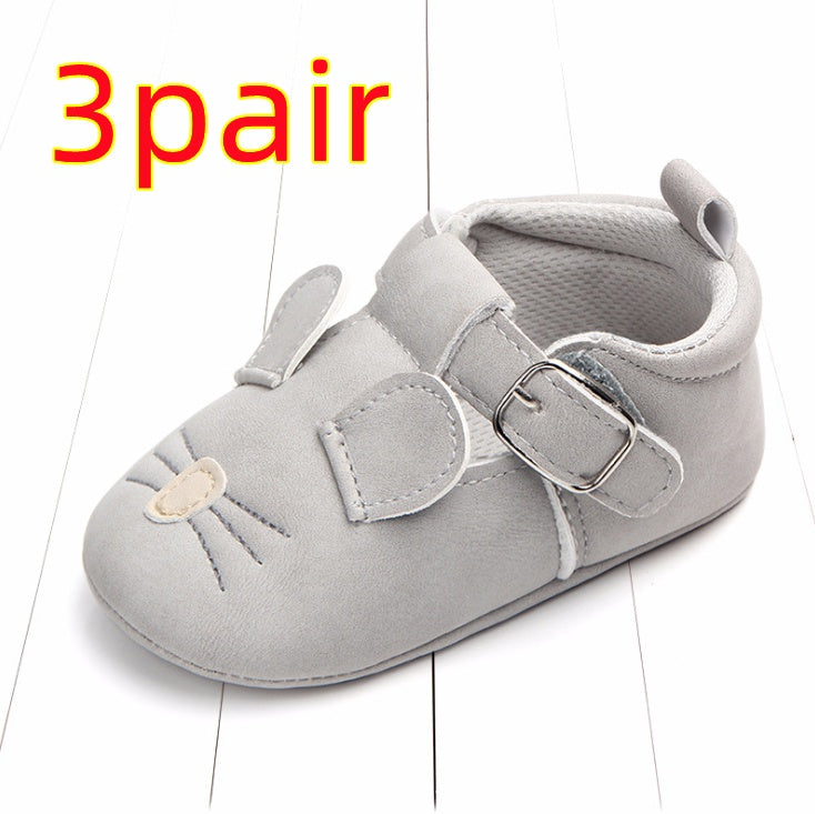 Spring and autumn cartoon animal baby shoes matte leather non-slip soft bottom