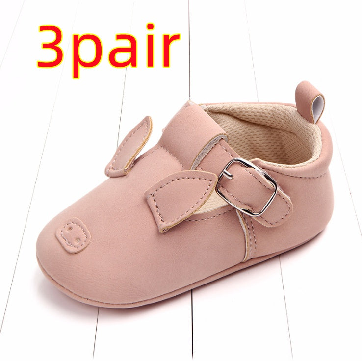 Spring and autumn cartoon animal baby shoes matte leather non-slip soft bottom