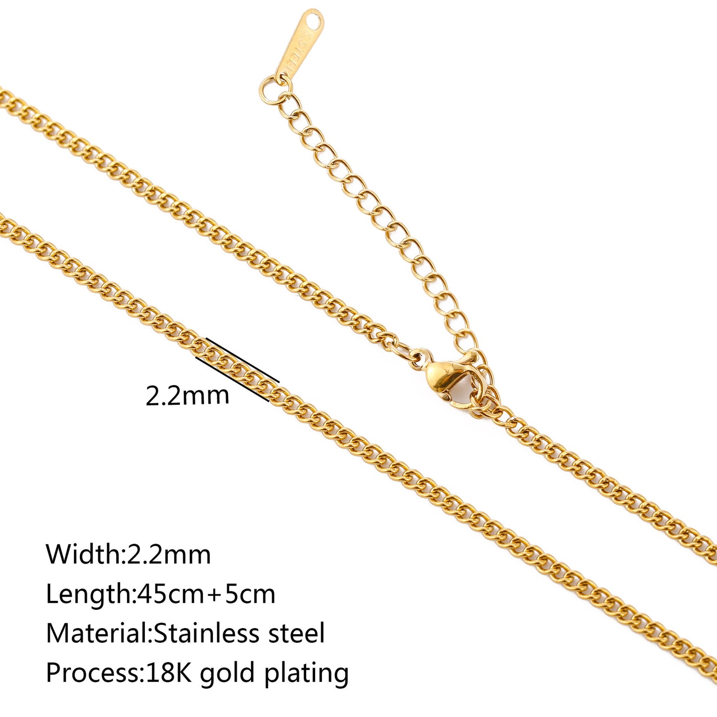 Stainless Steel Vacuum Vapor Plating 18K Gold Color Protection Lip Chain Accessories