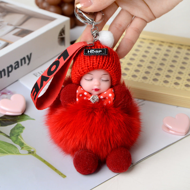 Cute Sleeping Doll Plush Doll Keychain Pendant Backpack