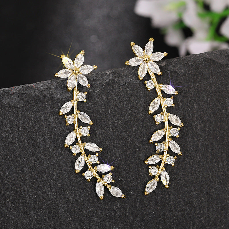 European And American Style Internet Celebrity Earring With Same Kind Full Diamond Flower Earrings For Women