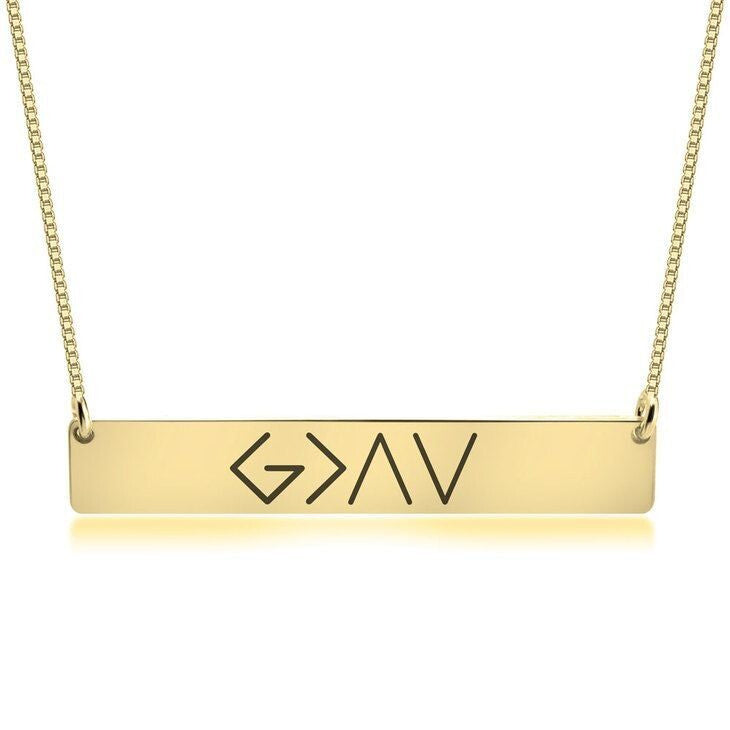 European And American Fashion One Word Horizontal Bar Pendant Necklace