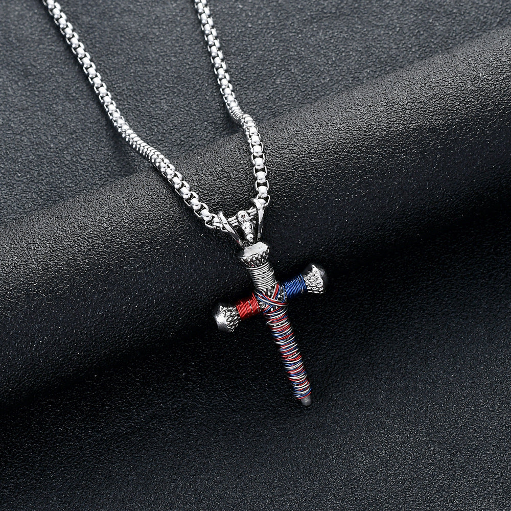 Men's Statement Nail Cross Pendant Necklace