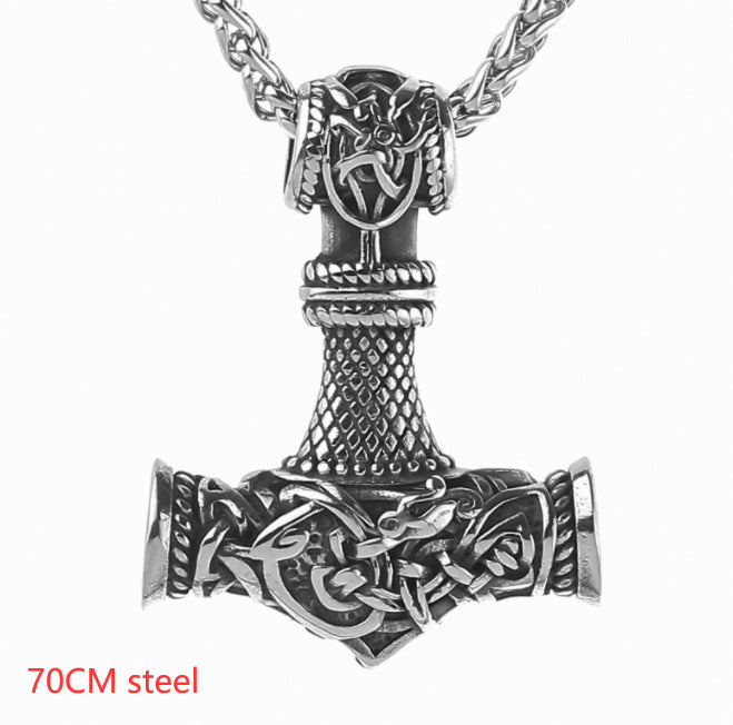 Nordic Vikings Hammer Rune Pendant Necklace Male