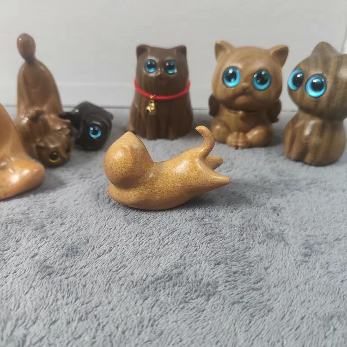 Sandalwood Kitten Ornaments Cute Hippo Mini Wooden Cat Play