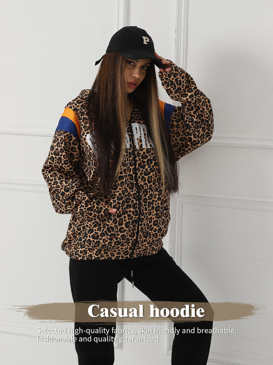 Women's Leopard Print Long Sleeved Sweatshirt