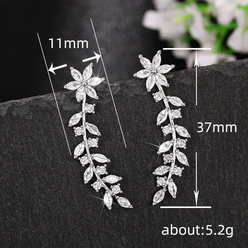 European And American Style Internet Celebrity Earring With Same Kind Full Diamond Flower Earrings For Women