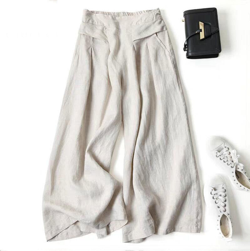 Women's High Waist Thin Slim Ninth Palazzo Long Pants