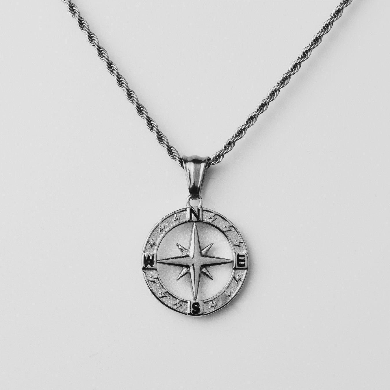 Stainless Steel Compass Circular Necklace