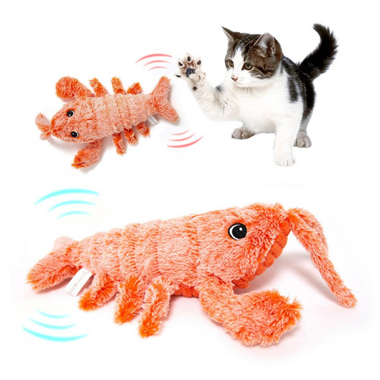 Pet Toys Electric Jumping Shrimp USB Charging Simulation Lobster Funny Cat Plush Pets Toy