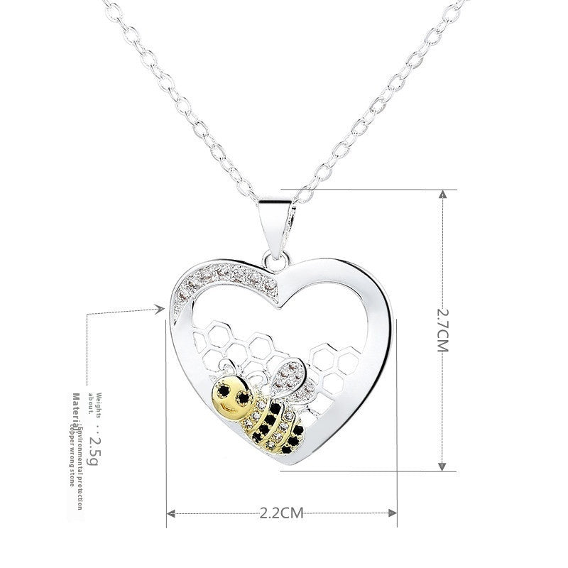 Fashion Exquisite And Creative Bee Hive Pendant Pastoral Style Temperament Female With Hearts Color Separation Necklace